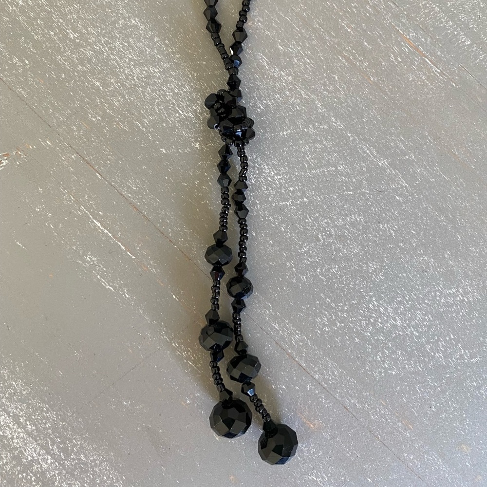 Black Rhinestone Long Elegant Statement Necklace - image 3